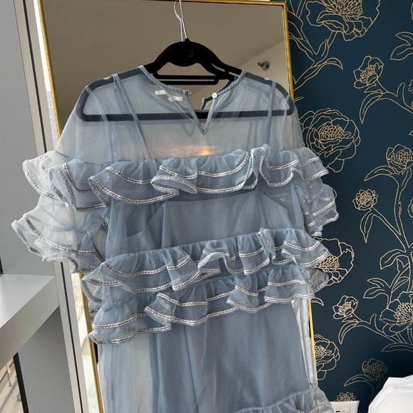 Tularosa Blue Ruffle Mini Dress - Picture 4 of 6